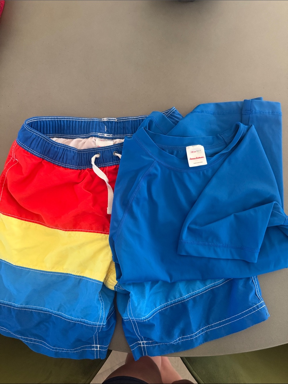 Hanna Andersson Colorblock Rash Guard Set - Red Yellow Blue